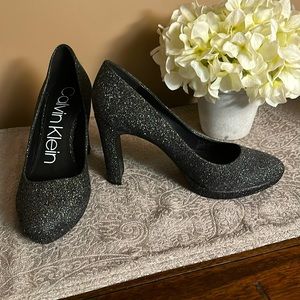 Calvin Klein black sparkly heels 9M